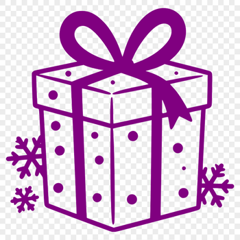 A digital vector illustration of a wrapped gift with a bow.
