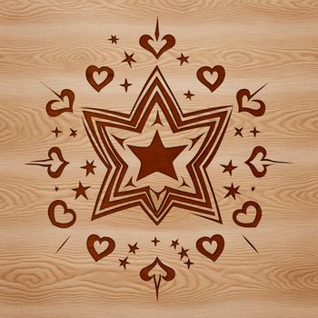 A star shape made up of interconnected love hearts in a festive Xmas design.