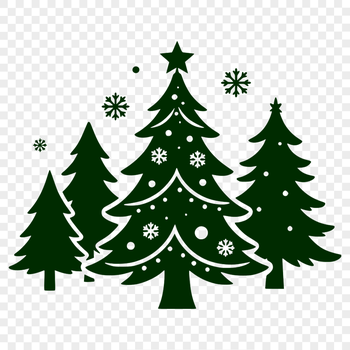 A minimalist illustration of a classic Christmas tree, suitable for digital decoration or printing.