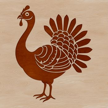 A stylized illustration of a domesticated turkey, suitable for graphic design projects.