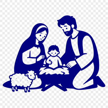 A traditional nativity scene illustration in vector format, suitable for digital and craft projects.