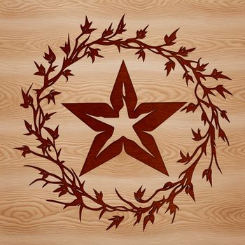 A simple 5-pointed star design made from floral elements, suitable for Christmas or Xmas decorations.