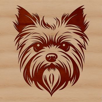 A digital illustration of a Yorkshire Terrier's head, suitable for vector graphics and cutting machine designs.