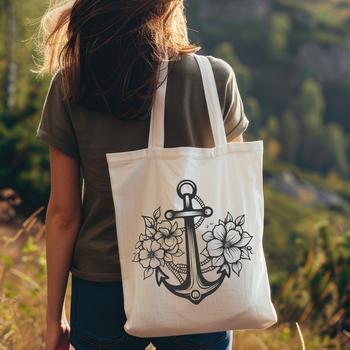 A decorative anchor icon with ornate details and a floral twist.