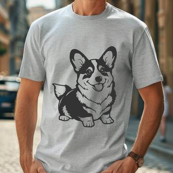 Artistic Sitting Corgi PNG