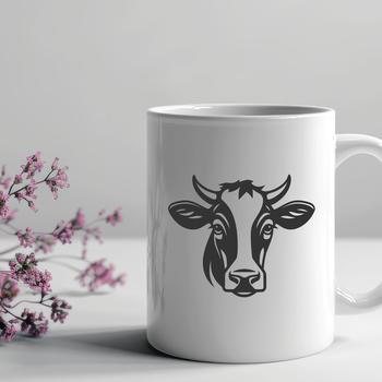 A cow's head with detailed facial features, suitable for vector design and cutting machine applications.