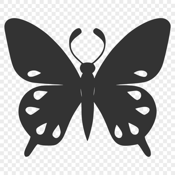 A detailed illustration of a butterfly's full body silhouette, suitable for vector design and cutting machine applications.