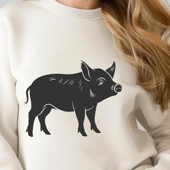 A detailed SVG illustration of a pig standing upright on its hind legs, showcasing its full body.