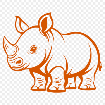 A detailed illustration of a rhino in a natural habitat.