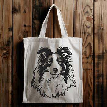 A portrait of a Shetland Sheepdog's head with its distinctive features.