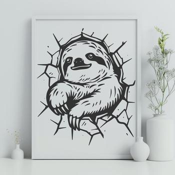 Stunning Sloth Smashing Through Wall PNG