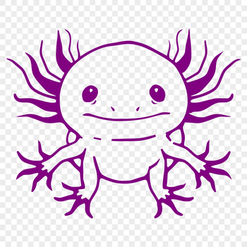 A detailed illustration of an axolotl's full body from a side perspective.