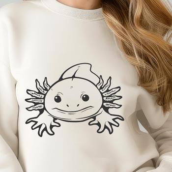 A vector image of an axolotl's face, ideal for use in design projects requiring high-quality, scalable graphics.