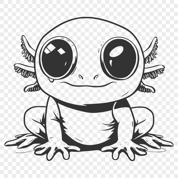 A digital illustration of a full-body axolotl in detail, suitable for use as a clip art design.