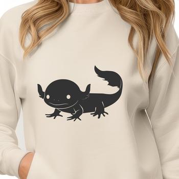 A digital illustration of a full-body axolotl, a type of aquatic salamander often kept as a pet.
