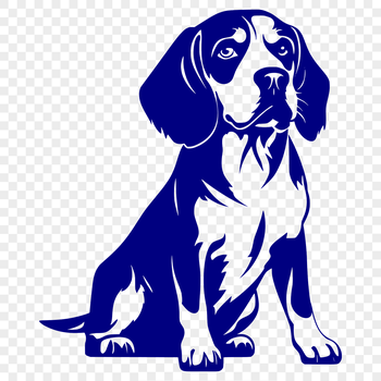 A full-body illustration of a sitting Beagle dog.
