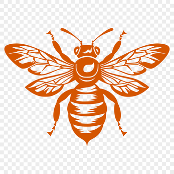 A detailed illustration of a bee in full body view, suitable for gardening and design projects.