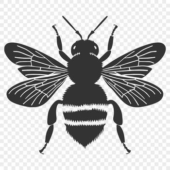 A colorful illustration of a full-bodied bee in flight, suitable for gardening projects or crafts.
