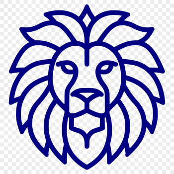 A simple line drawing of a majestic lion's head, featuring the distinctive features of a big cat.