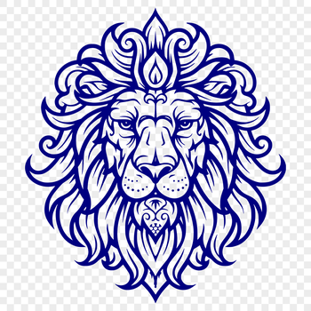 Illustrative lion head with ornate details, suitable for vector graphics and digital design.