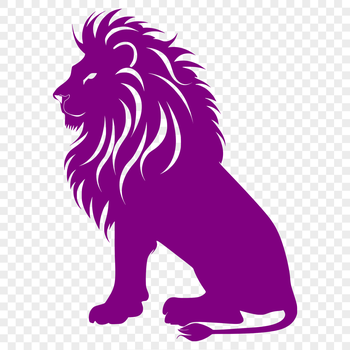 A large sitting lion with its mane visible, depicted in vector format.