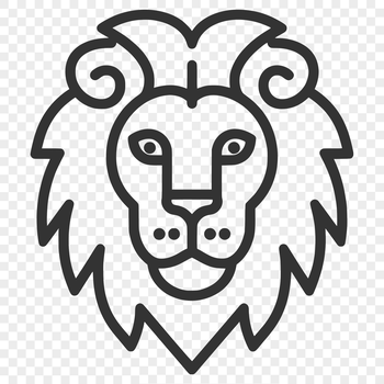 A simple line drawing of the head of a big cat commonly found in African savannas.