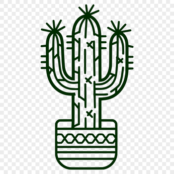 A detailed illustration of a desert plant with sharp spines, ideal for vector art designs.