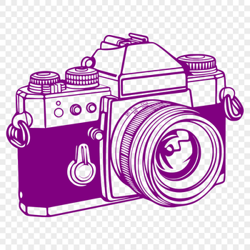 A detailed illustration of a camera, suitable for cutting machine templates or vector art designs.