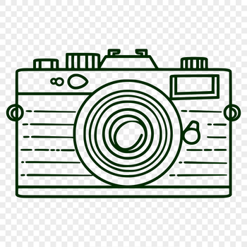 A detailed illustration of a camera, designed as a vector graphic.