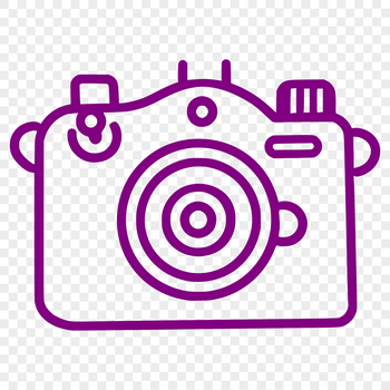 A simple line drawing of a camera.