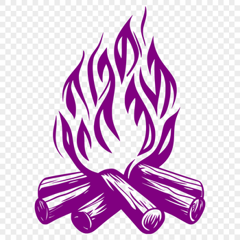 A stylized illustration of a campfire with flames, suitable for outdoor and camping themes.