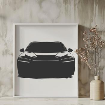 A simple line drawing of a vehicle with clean lines and basic shapes.