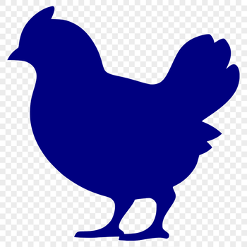 A simple outline illustration of a full-body chicken in silhouette form.