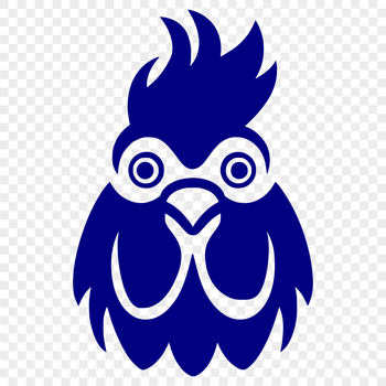 An illustration of a chicken's head with distinctive features.