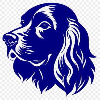 A detailed illustration of a Cocker Spaniel's head, suitable for vector design.