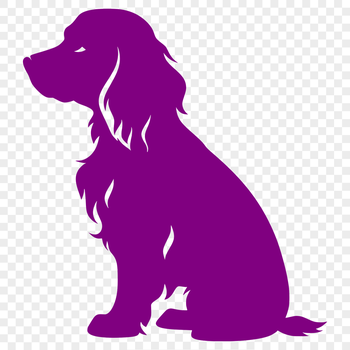 A portrait view of a Cocker Spaniel sitting on its haunches, depicted in vector graphics.