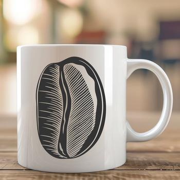 A small, stylized illustration of a coffee bean in vector format.