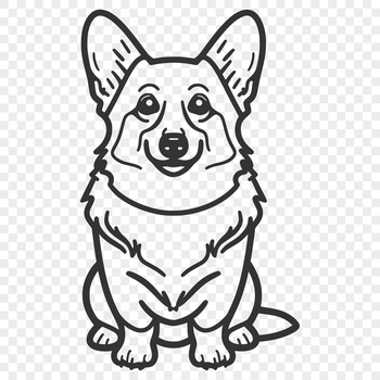 A full-body illustration of a Corgi sitting in a neutral background.