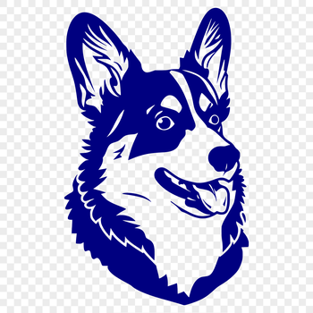 A cartoon illustration of a corgi's head, created as a vector graphic.