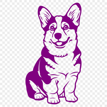 A close-up illustration of a full-body corgi sitting on its haunches.