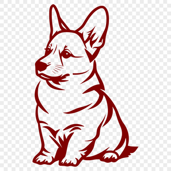 A sitting Corgi dog in full body view, suitable for vector art designs.
