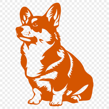 An SVG graphic featuring a profile view of a corgi animal in a sitting posture.