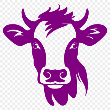 A digital illustration of a cow's head, suitable for vector design projects.
