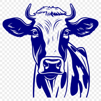 A simple line drawing of a cow's head, suitable for vector designs and cutting projects.
