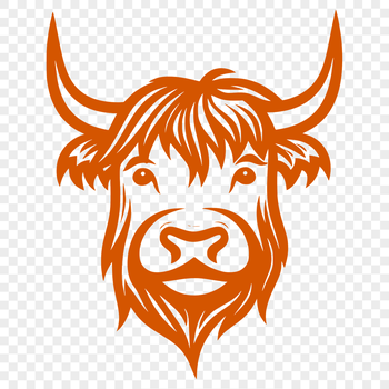 An illustration of a cow's head with detailed features.