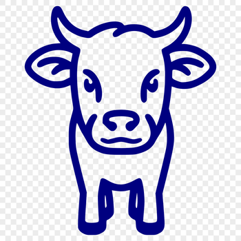 A simple line drawing of a cow's full body, suitable as clip art for various designs.