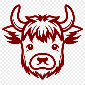 A digital illustration of a cow's head, suitable for vector design and cutting machine stencils.
