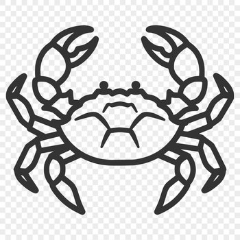 A simple line drawing of a full-body crab, suitable for various design and crafting applications.