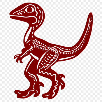 A vector graphic image featuring a large dinosaur silhouette against a minimal background.