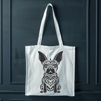 Vector graphic image of a seated Boston Terrier dog, ideal for digital design projects.